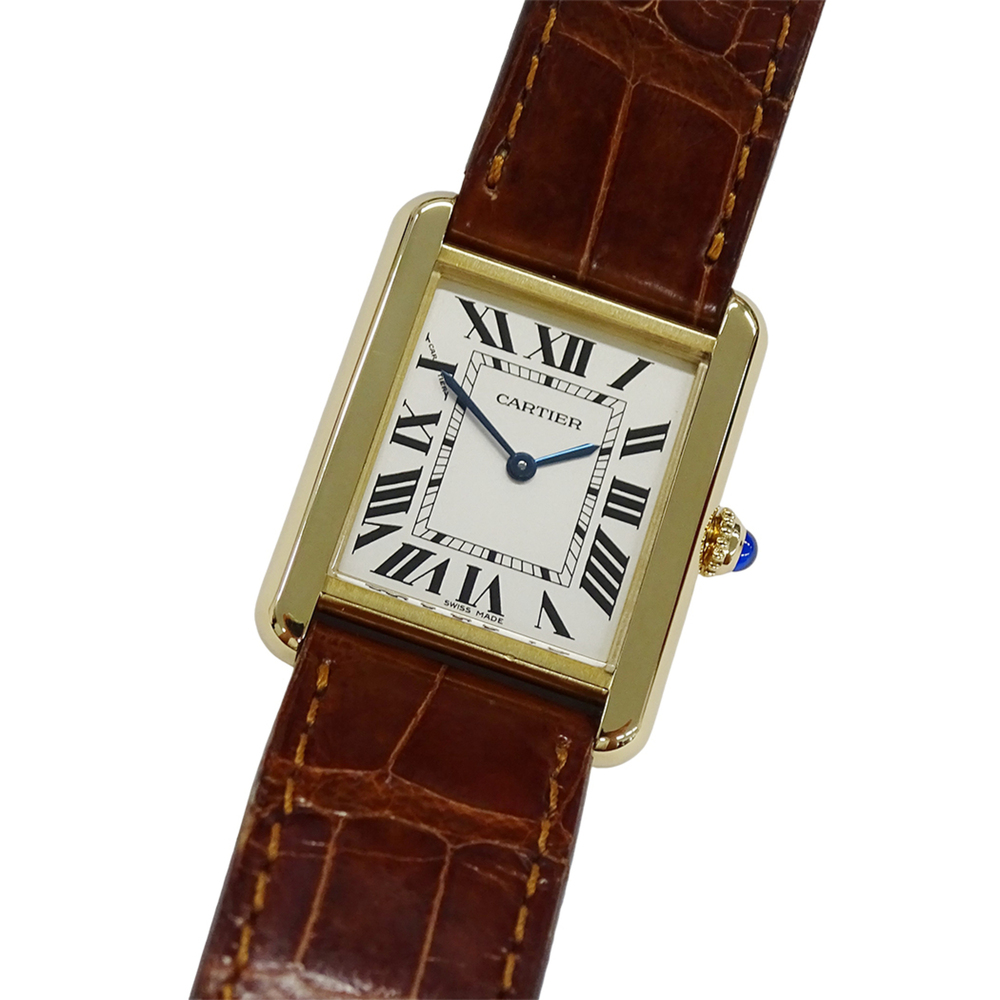 Cartier women's watch, Tank Solo SM, quartz, 750YG, leather strap, W1018755, ...